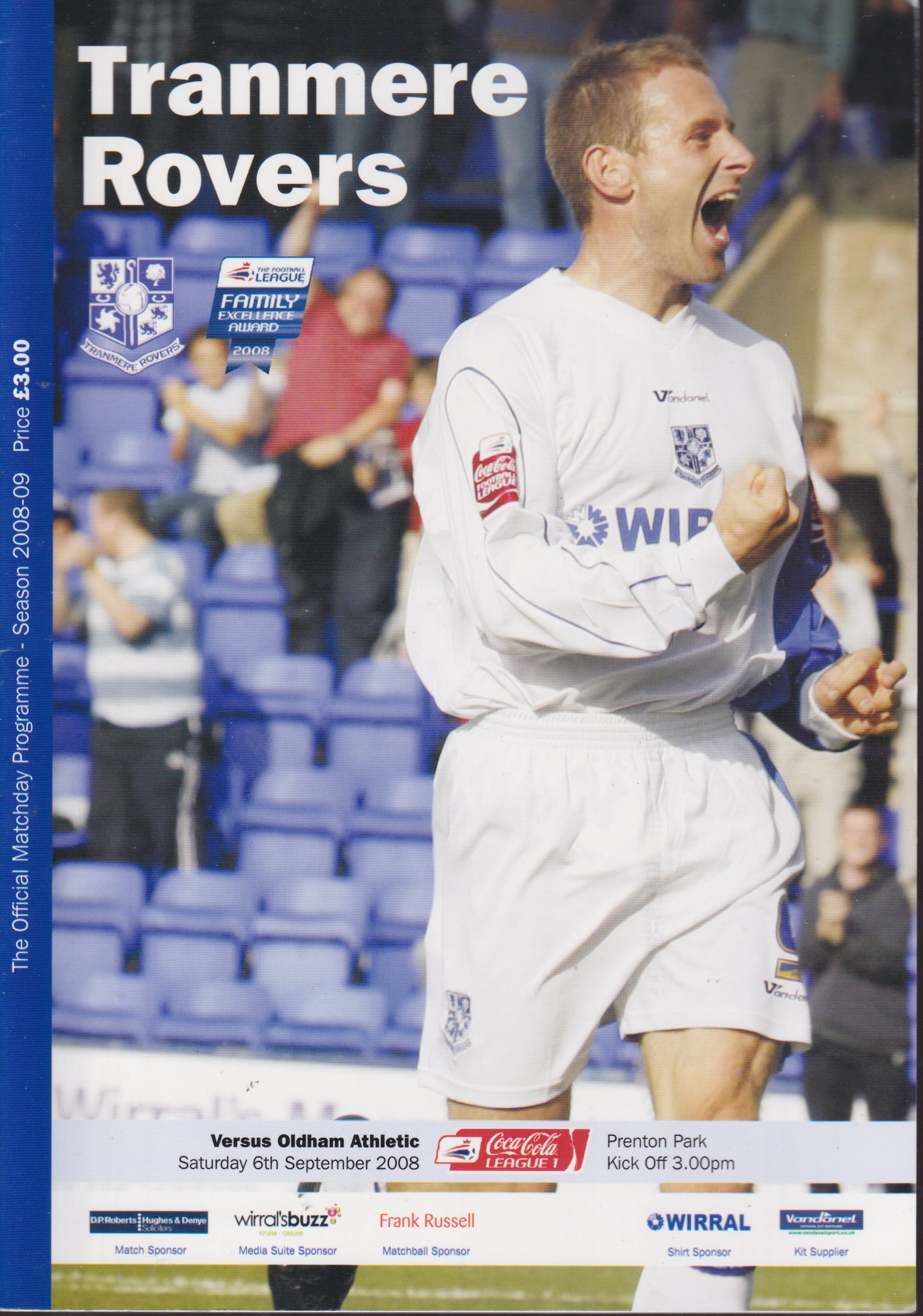 Tranmere Rovers v Oldham Athletic match programme